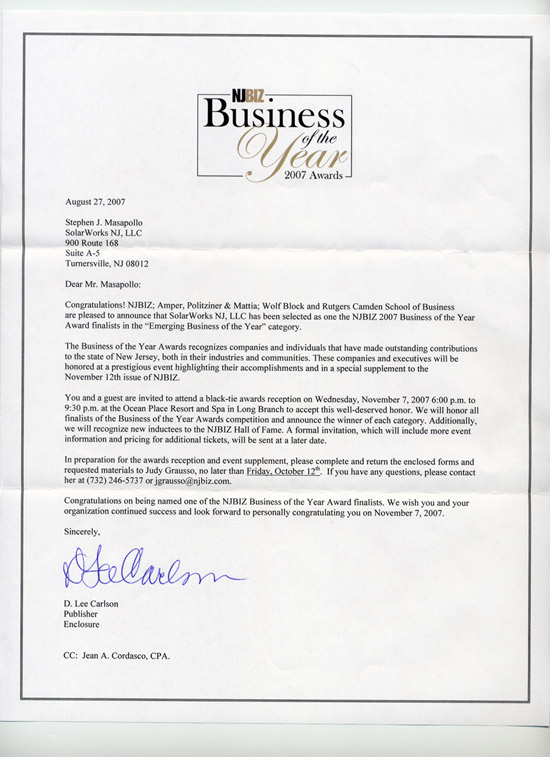 Business of the Year Award 2007
